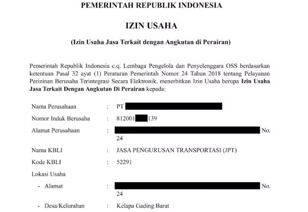 Layanan Penerbitan Izin Usaha Jasa Pengurusan Transportasi