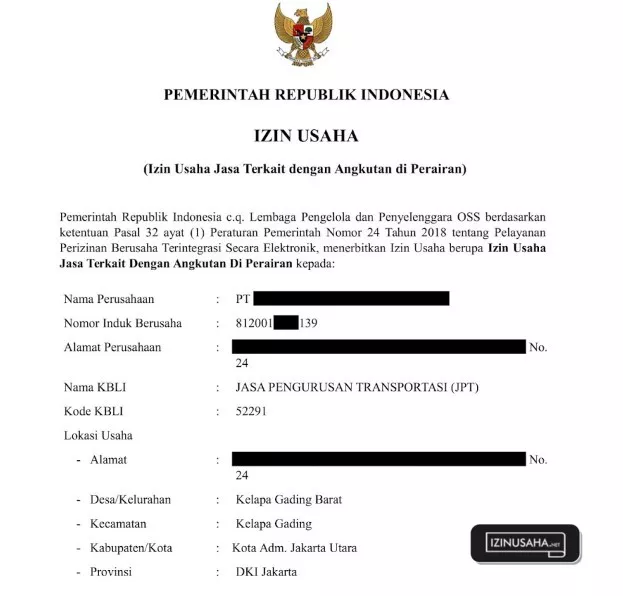 izin usaha jasa pengurusan transportasi
